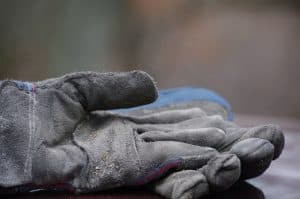 worn welding gloves