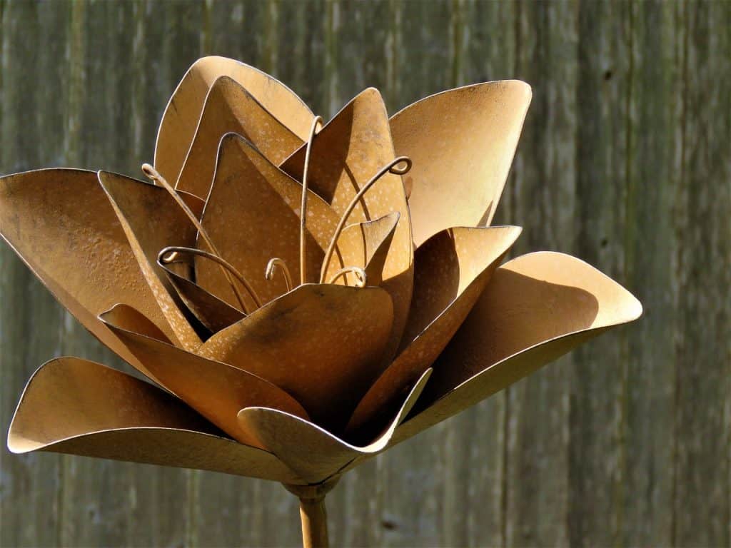 welded flower made of metal